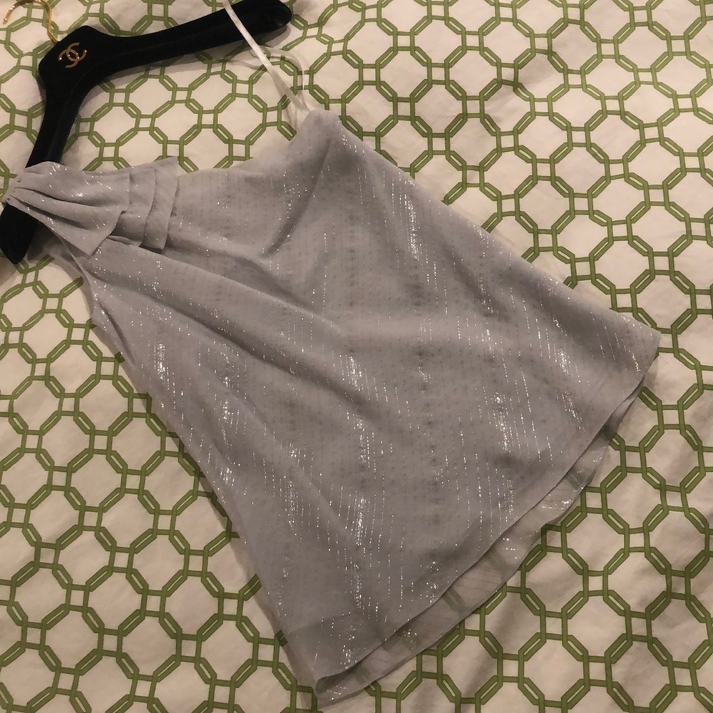 Club Monaco One Shoulder Bow Sleeveless Silk Top